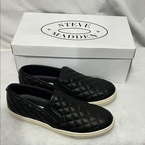 Steve Madden Black Quilted Slip-On Loafers